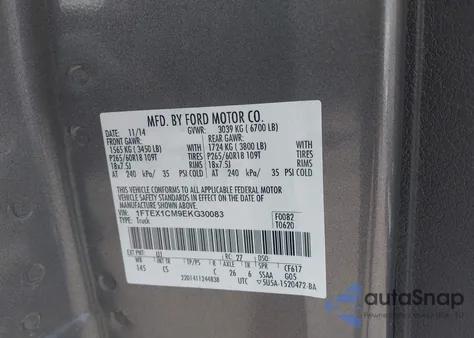 2014 Ford F-150 Stx from USA, damaged, VIN 1FTEX1CM9EKG30083